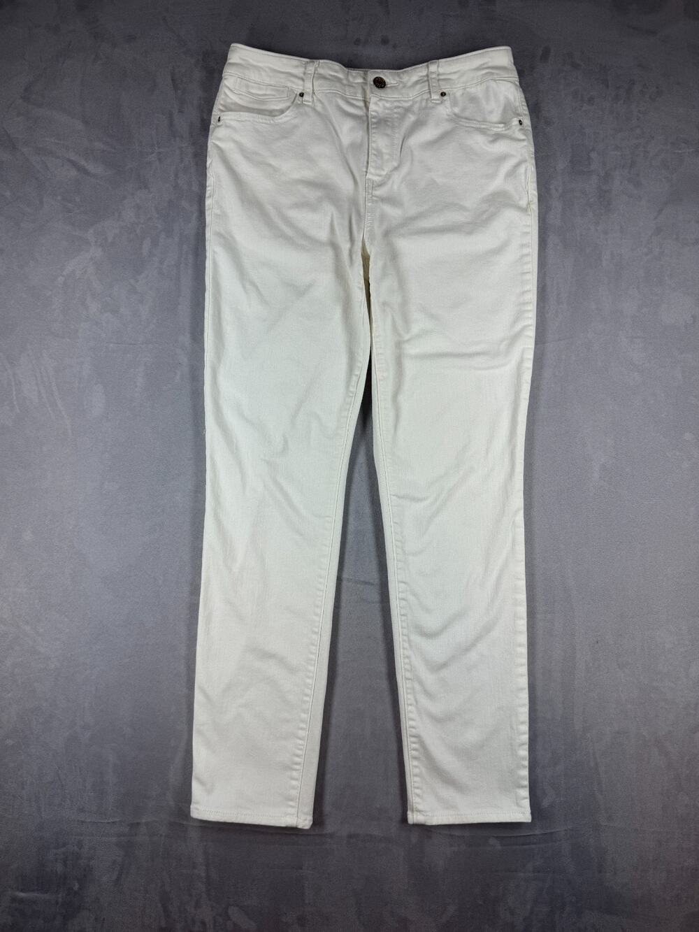 Chico's Platinum Jegging White Denim Stretch Pants Size 1 Regular (8/10)